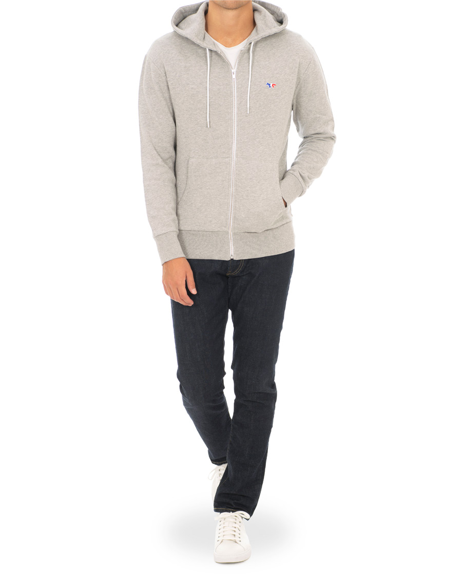Homme | Pulls Et Tricots | Maison Kitsuné | Zip Hoodie Tricolor Fox Patch Grey Melange