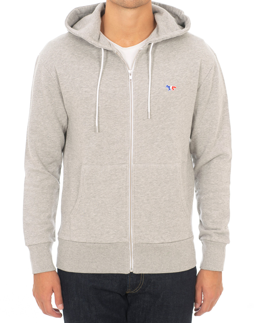 Homme | Pulls Et Tricots | Maison Kitsuné | Zip Hoodie Tricolor Fox Patch Grey Melange