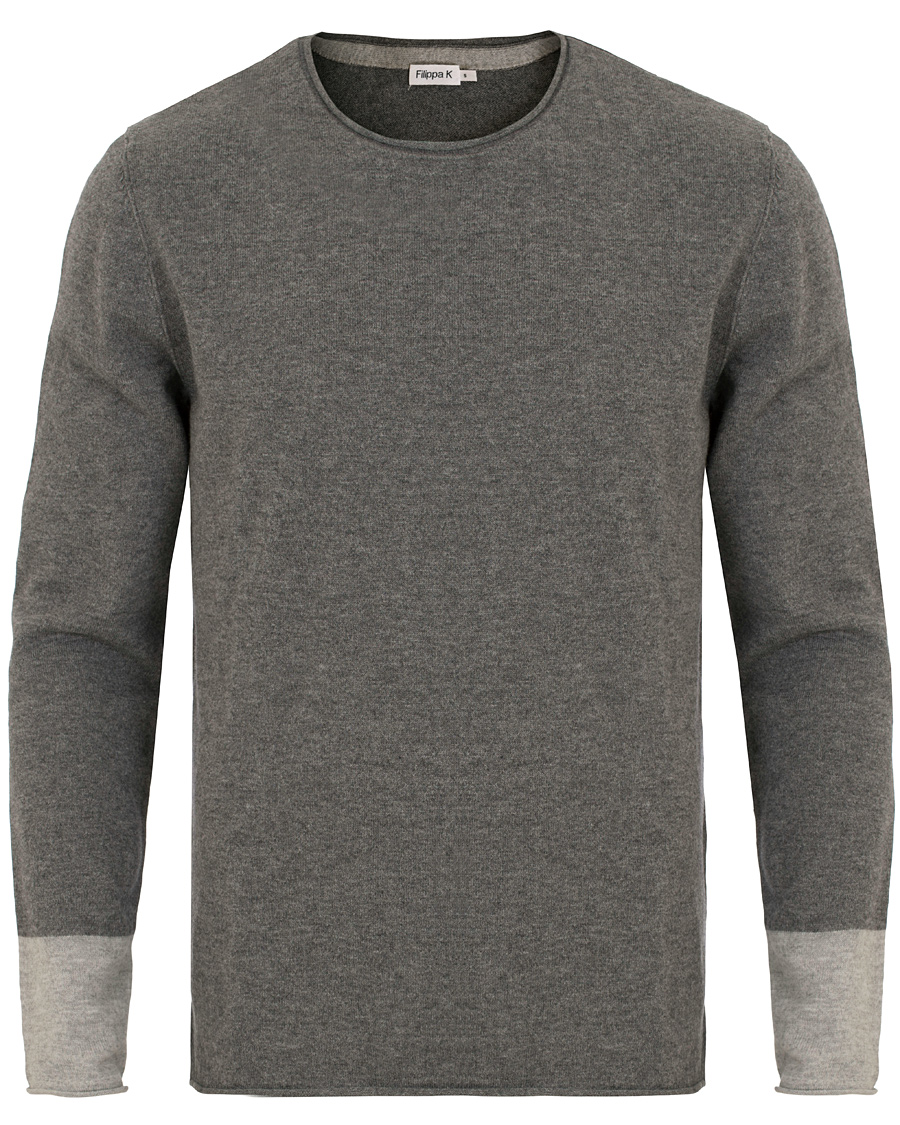 Homme | Pulls Et Tricots | Filippa K | Cotton/Merino Roll Edge Sweater Grey Melange