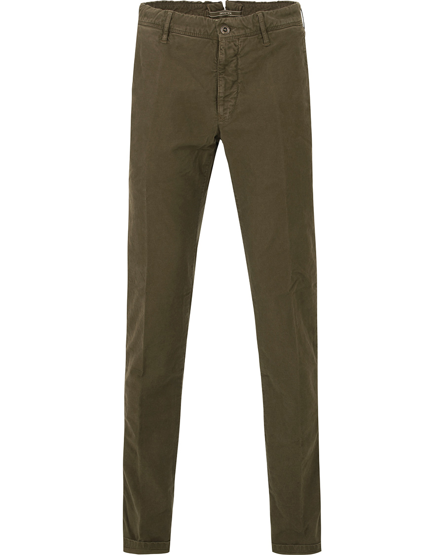 Homme | Pantalons | Incotex | Slim Fit Garment Dyed Washed Slacks Green