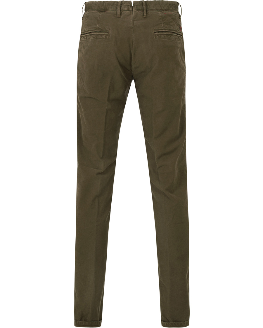 Homme | Pantalons | Incotex | Slim Fit Garment Dyed Washed Slacks Green