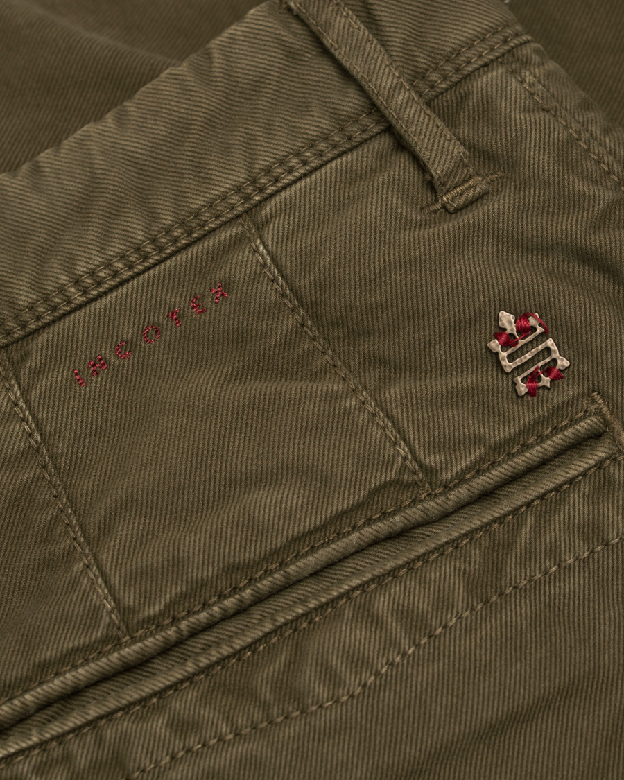 Homme | Pantalons | Incotex | Slim Fit Garment Dyed Washed Slacks Green