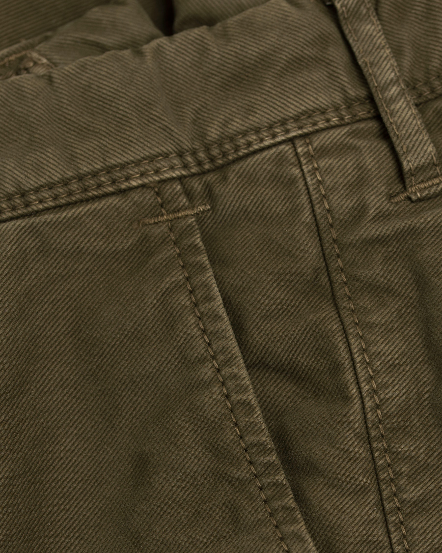 Homme | Pantalons | Incotex | Slim Fit Garment Dyed Washed Slacks Green