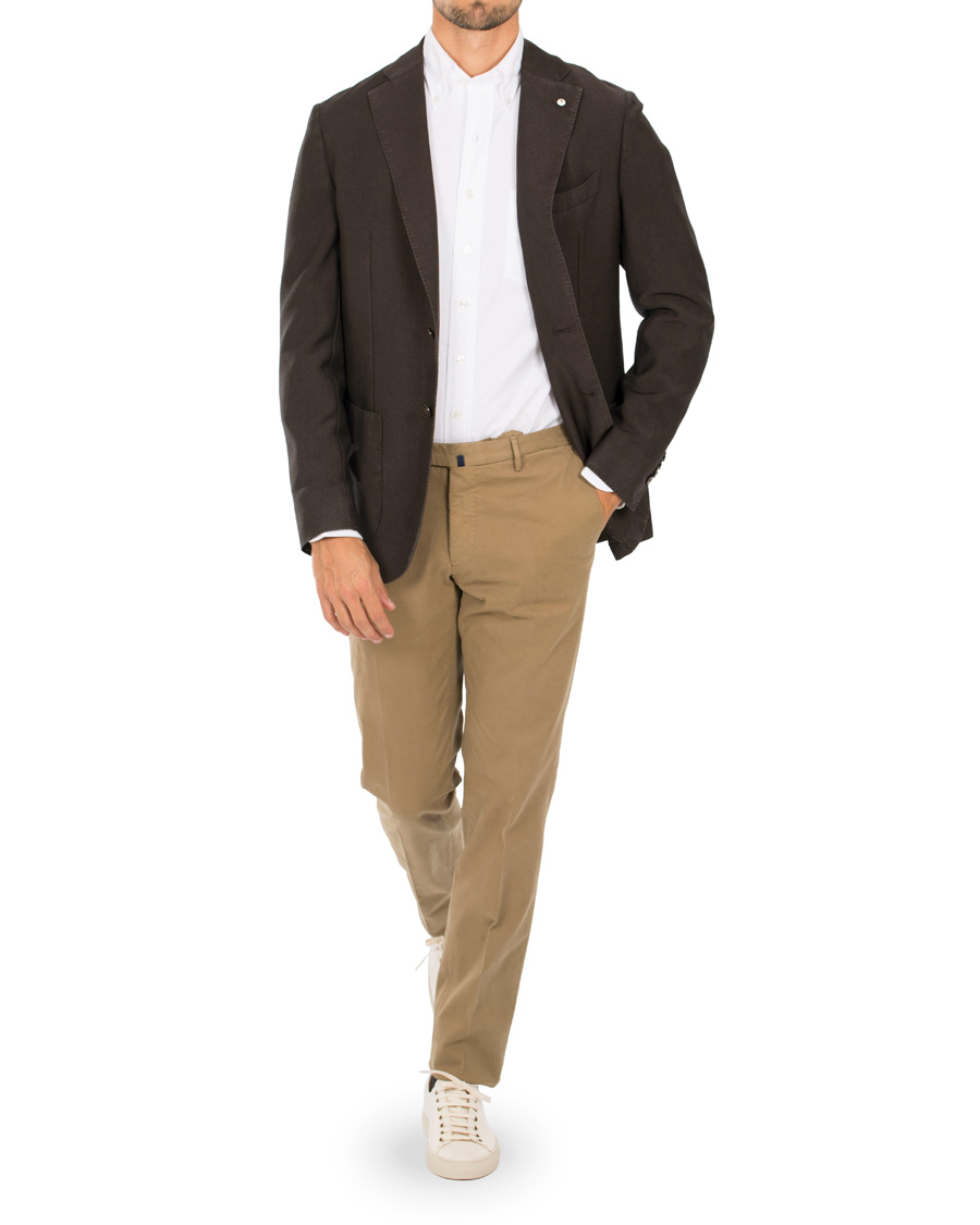 Homme | Pantalons | Incotex | Slim Fit Comfort Garment Dyed Washed Chino Khaki