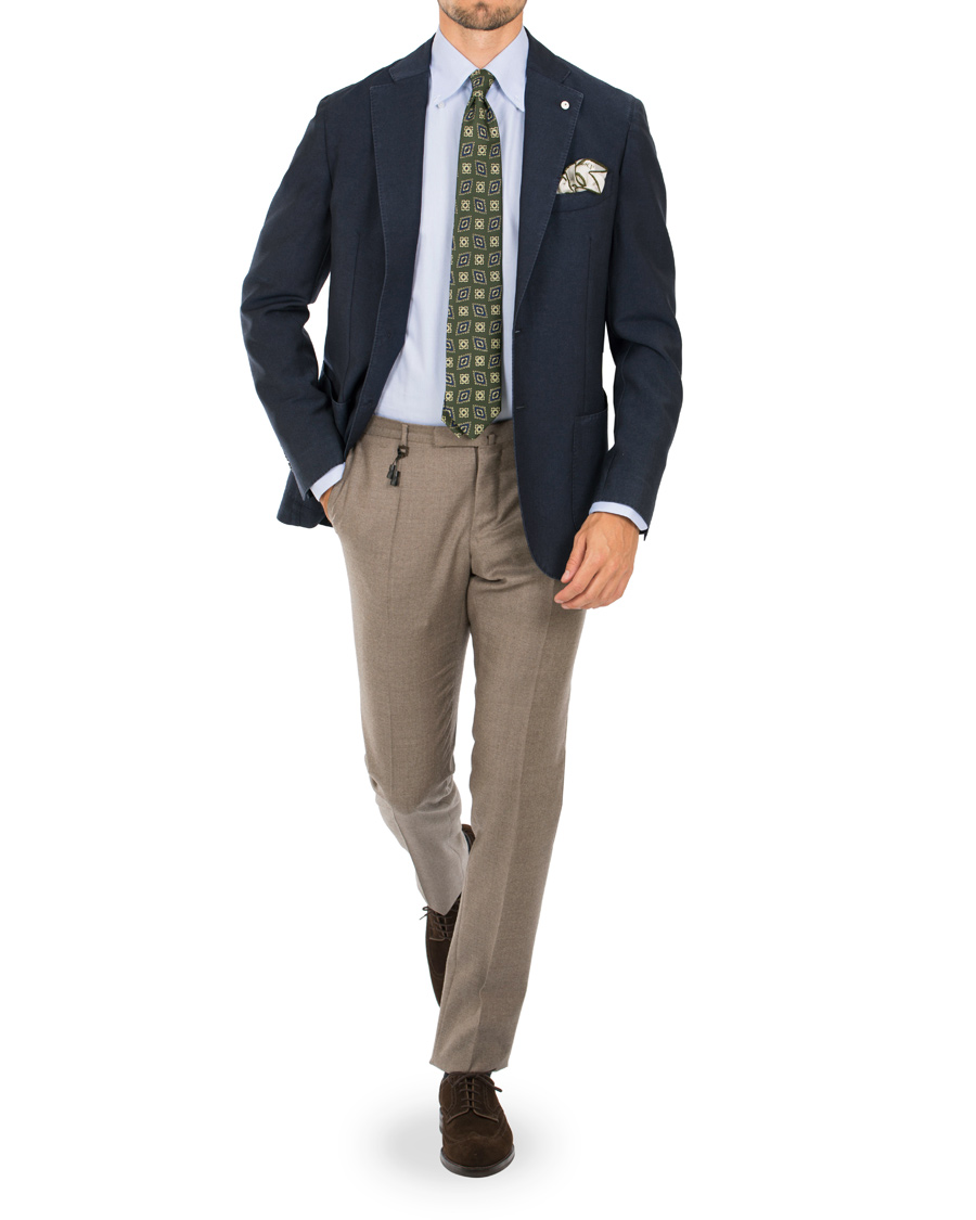 Homme | Pantalons | Incotex | Super 100´s Light Flannel Trousers Light Brown