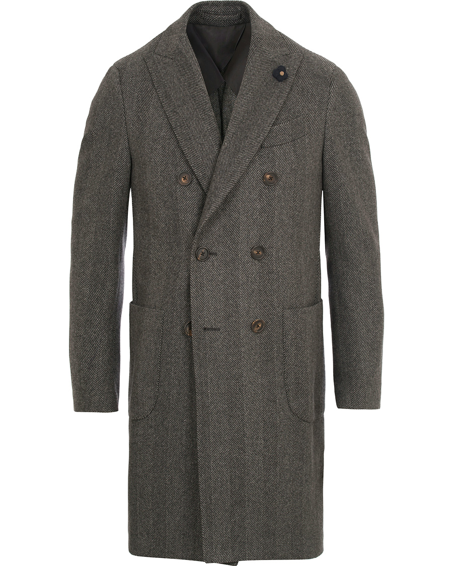 Heren | Jassen | Lardini | Double Herringbone Wool Coat Grey
