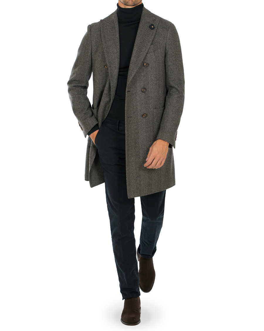 Heren | Jassen | Lardini | Double Herringbone Wool Coat Grey