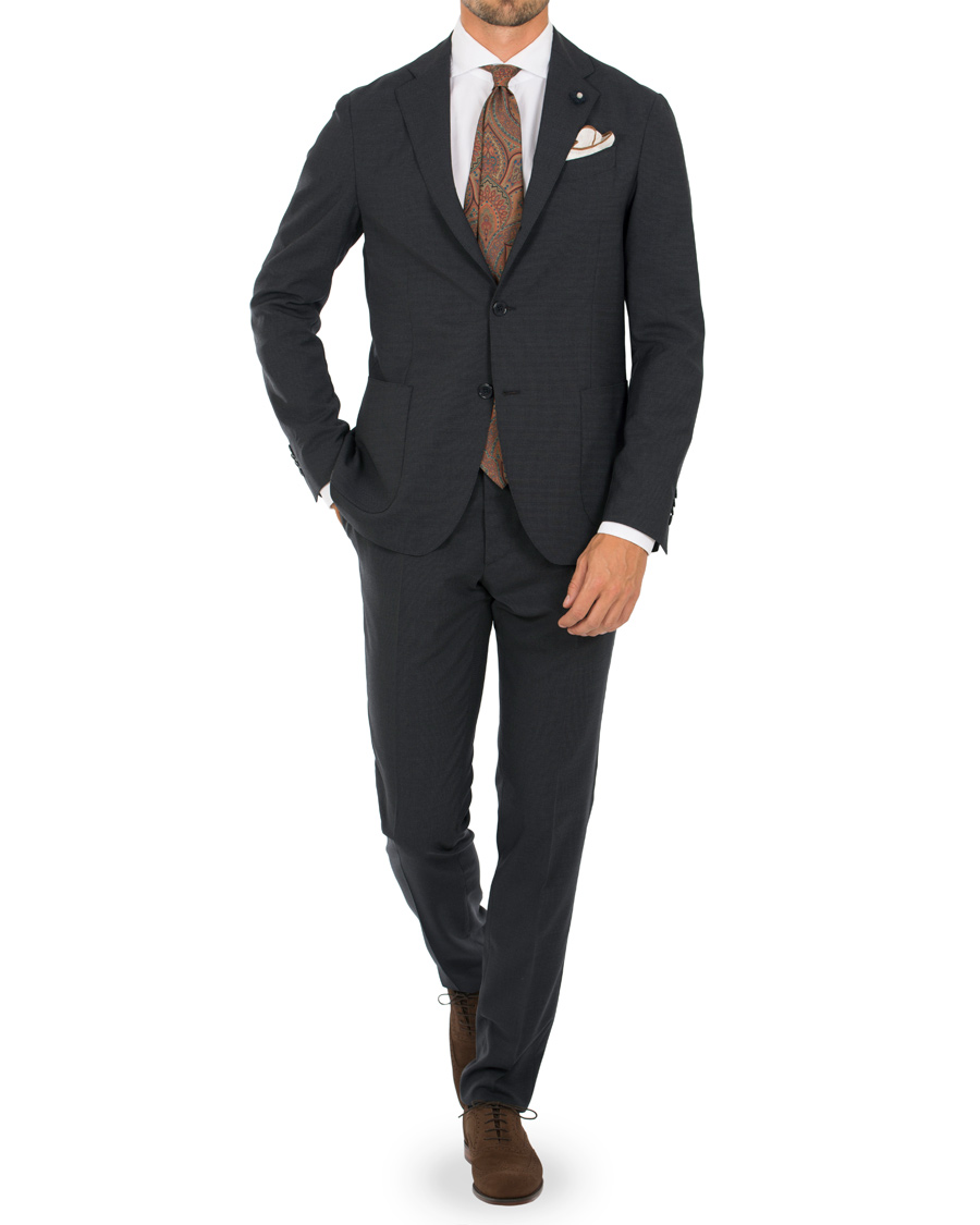 Homme | Costumes | Lardini | Travelling Micro Check Suit Navy