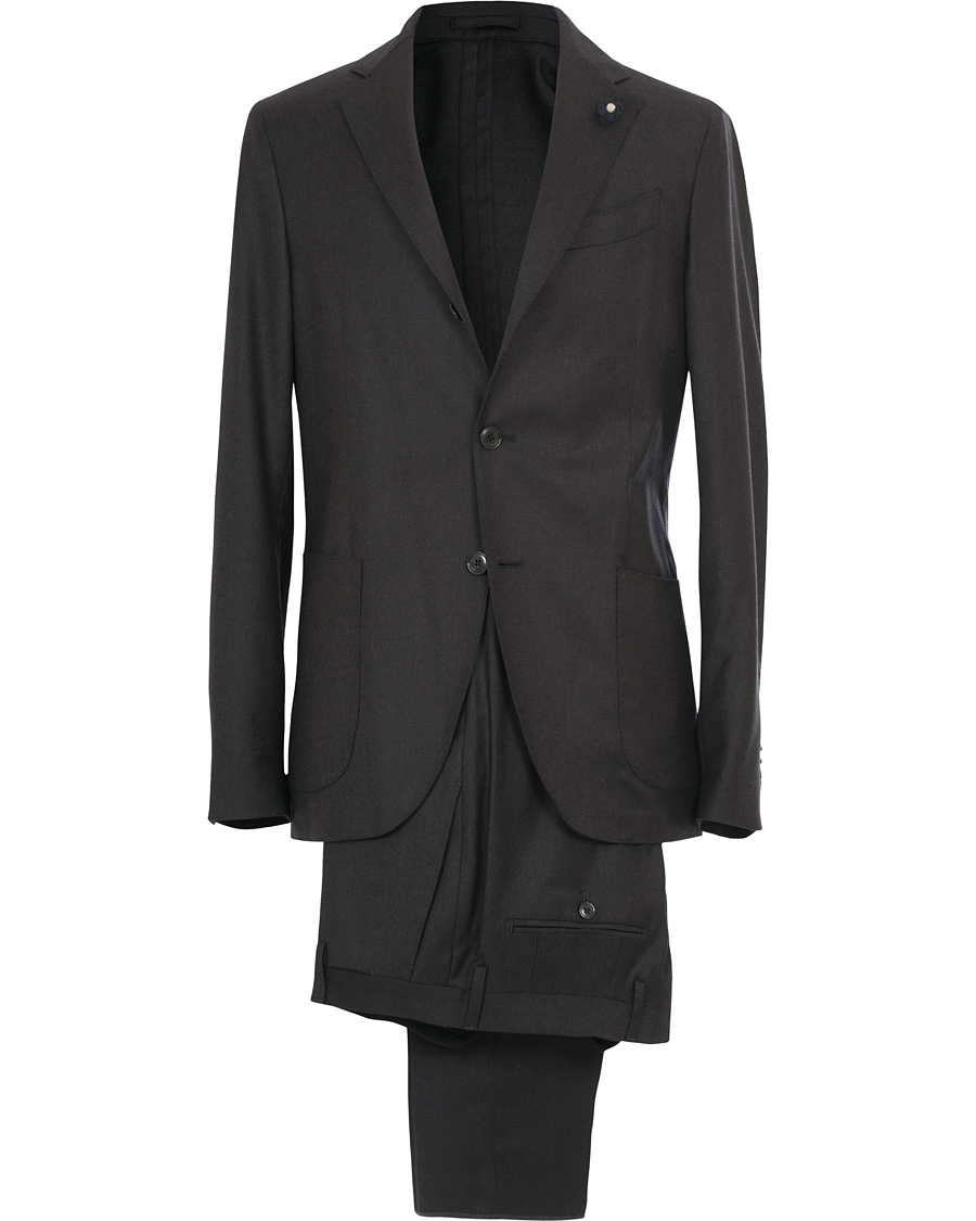 Homme | Costumes | Lardini | Travelling Flannel Suit Dark Grey