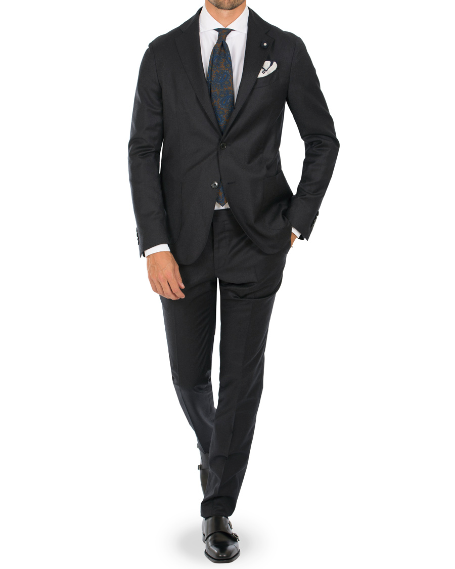 Homme | Costumes | Lardini | Travelling Flannel Suit Dark Grey
