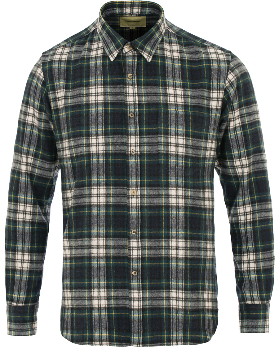 Homme | Chemises | De Bonne Facture | CH07 Brushed Flannel Shirt Green Tartan