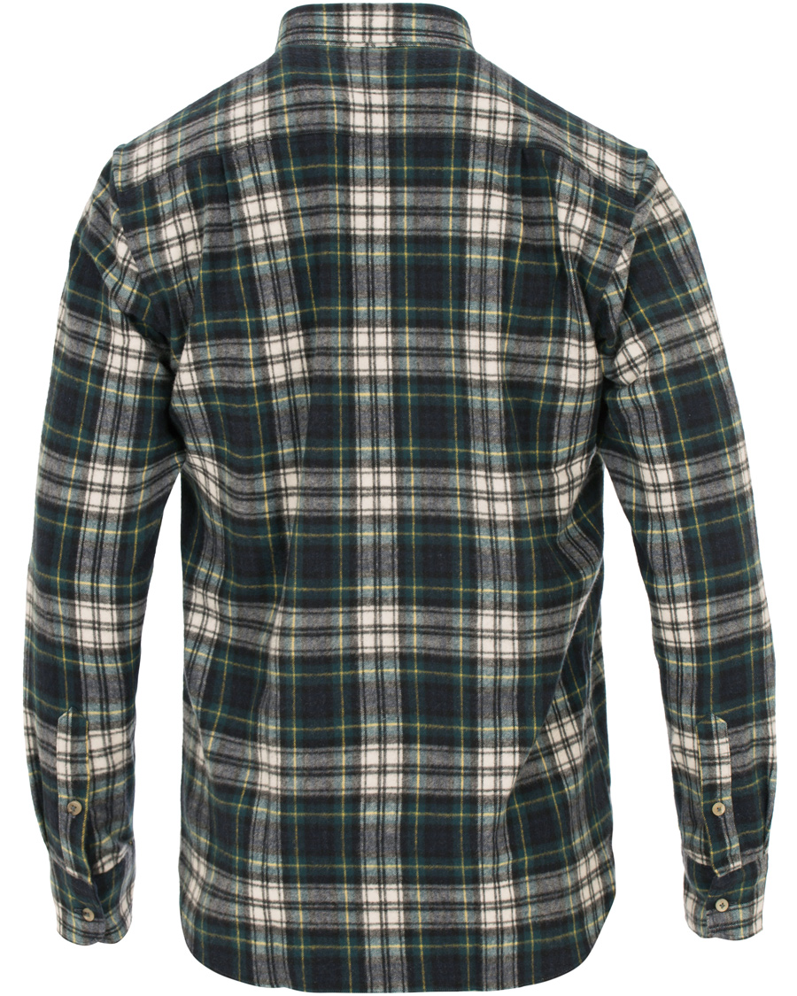 Homme | Chemises | De Bonne Facture | CH07 Brushed Flannel Shirt Green Tartan