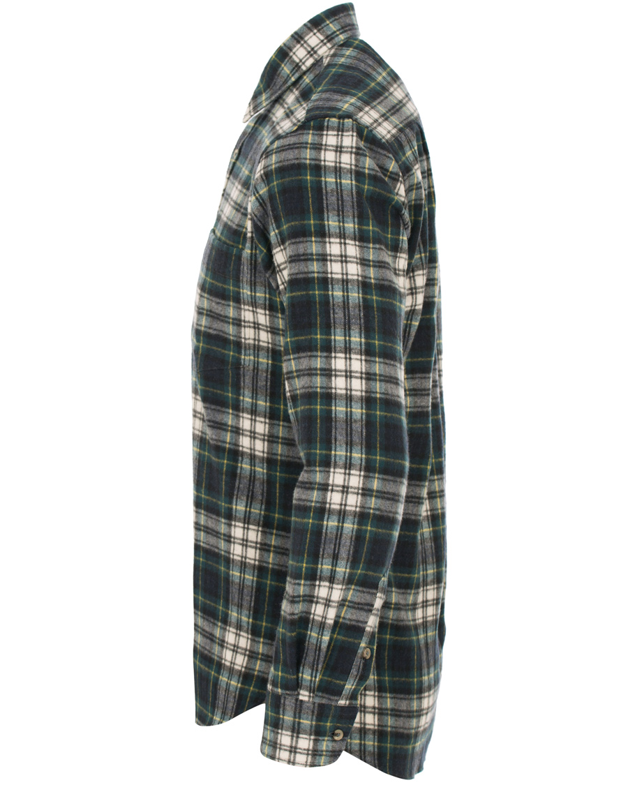 Homme | Chemises | De Bonne Facture | CH07 Brushed Flannel Shirt Green Tartan