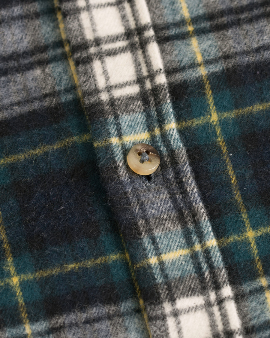 Homme | Chemises | De Bonne Facture | CH07 Brushed Flannel Shirt Green Tartan