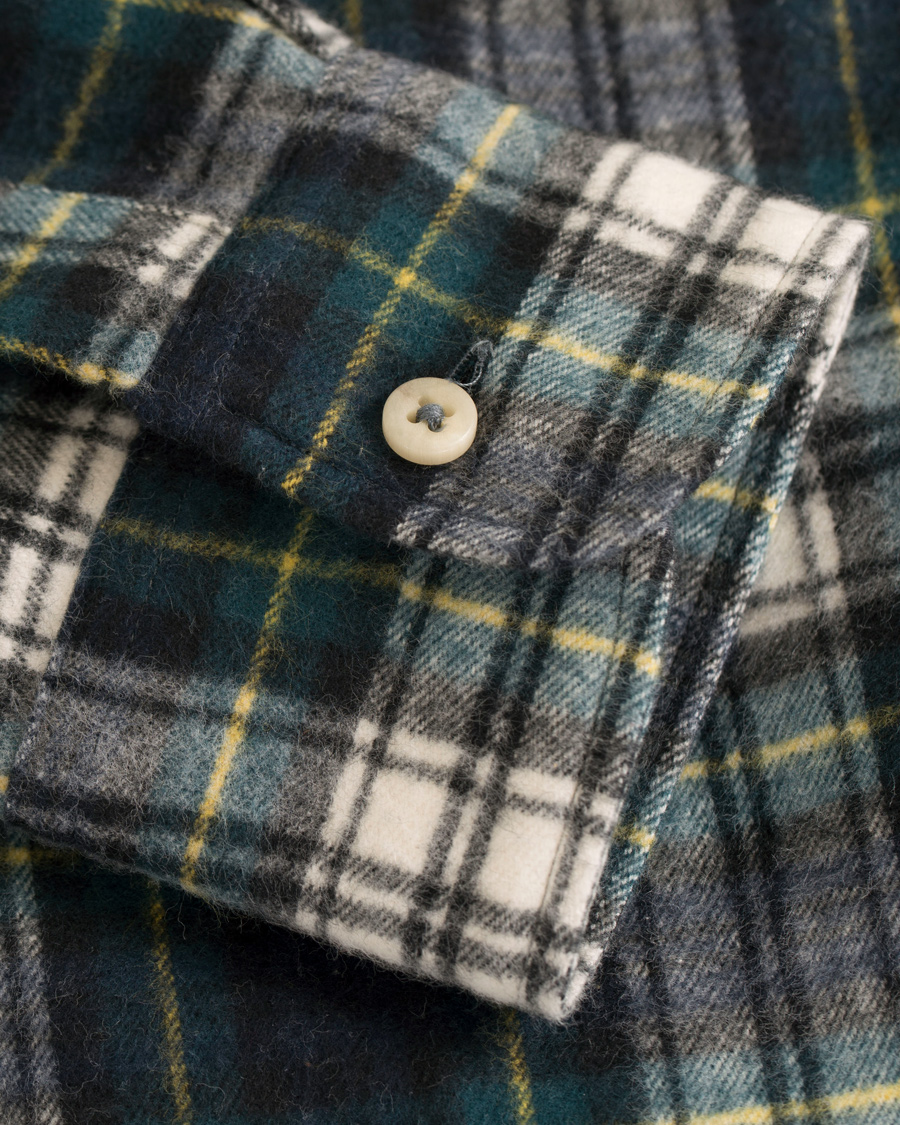 Homme | Chemises | De Bonne Facture | CH07 Brushed Flannel Shirt Green Tartan
