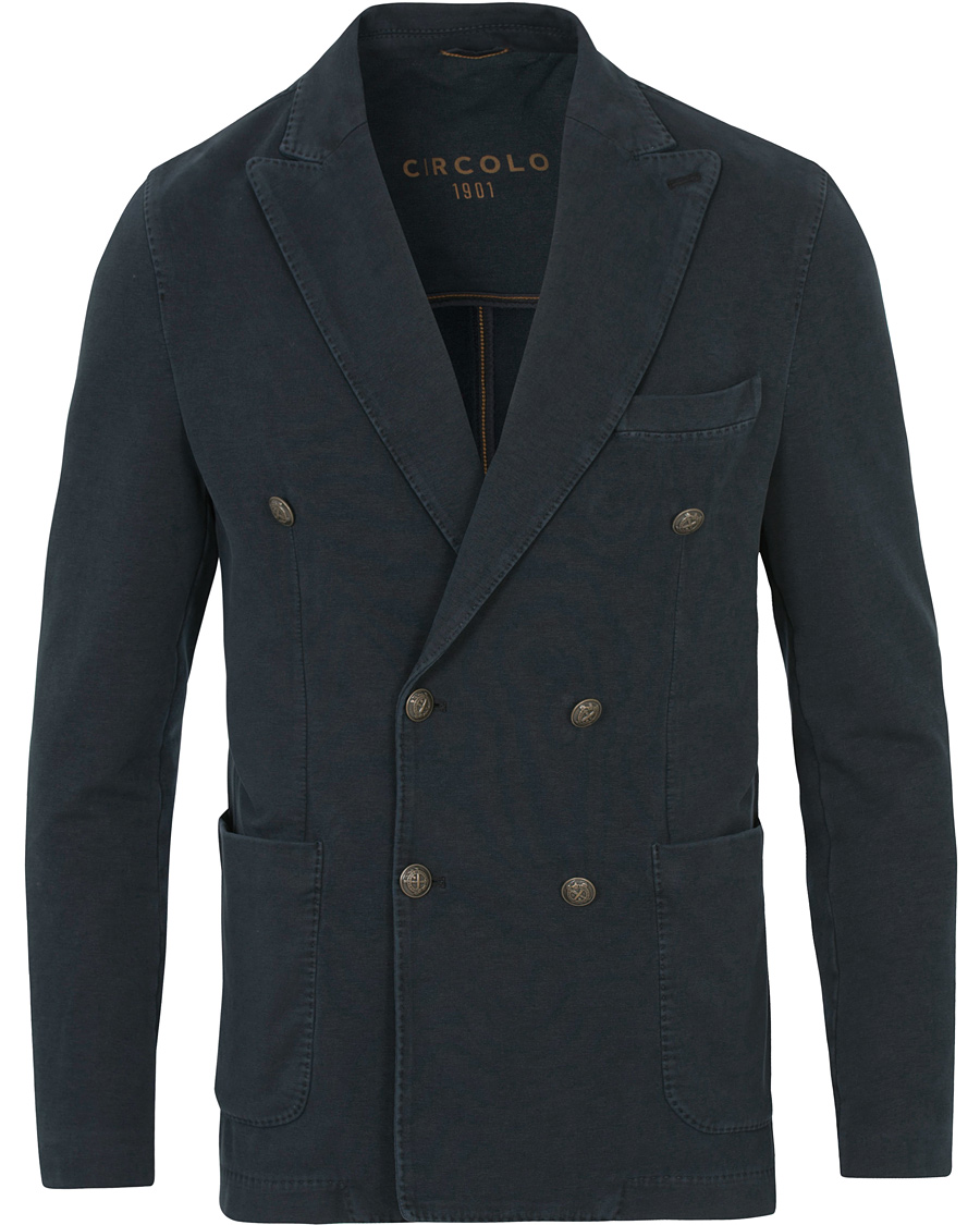 Homme | Blazers | Circolo 1901 | Jersey Patch Pocket Double Breasted Blazer Navy