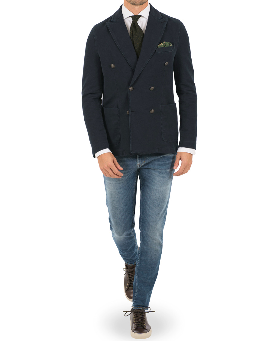 Homme | Blazers | Circolo 1901 | Jersey Patch Pocket Double Breasted Blazer Navy