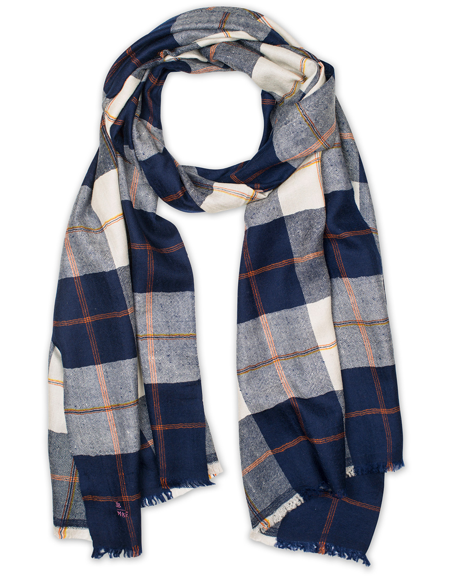 Homme | Drake's Cashmere Madras Overcheck Scarf White | Drake's | Cashmere Madras Overcheck Scarf White