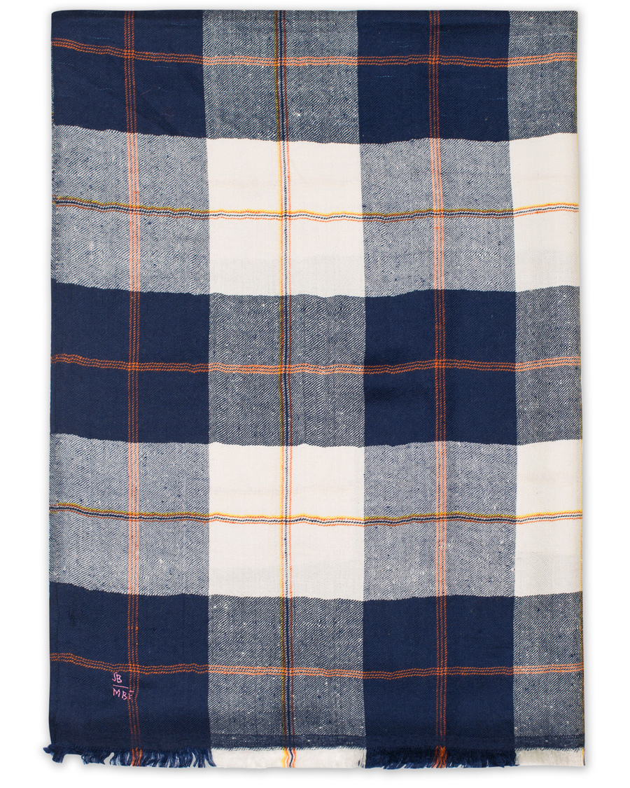 Homme | Drake's Cashmere Madras Overcheck Scarf White | Drake's | Cashmere Madras Overcheck Scarf White