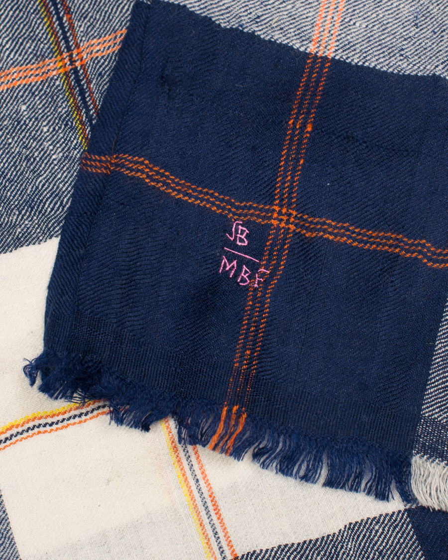 Homme | Drake's Cashmere Madras Overcheck Scarf White | Drake's | Cashmere Madras Overcheck Scarf White