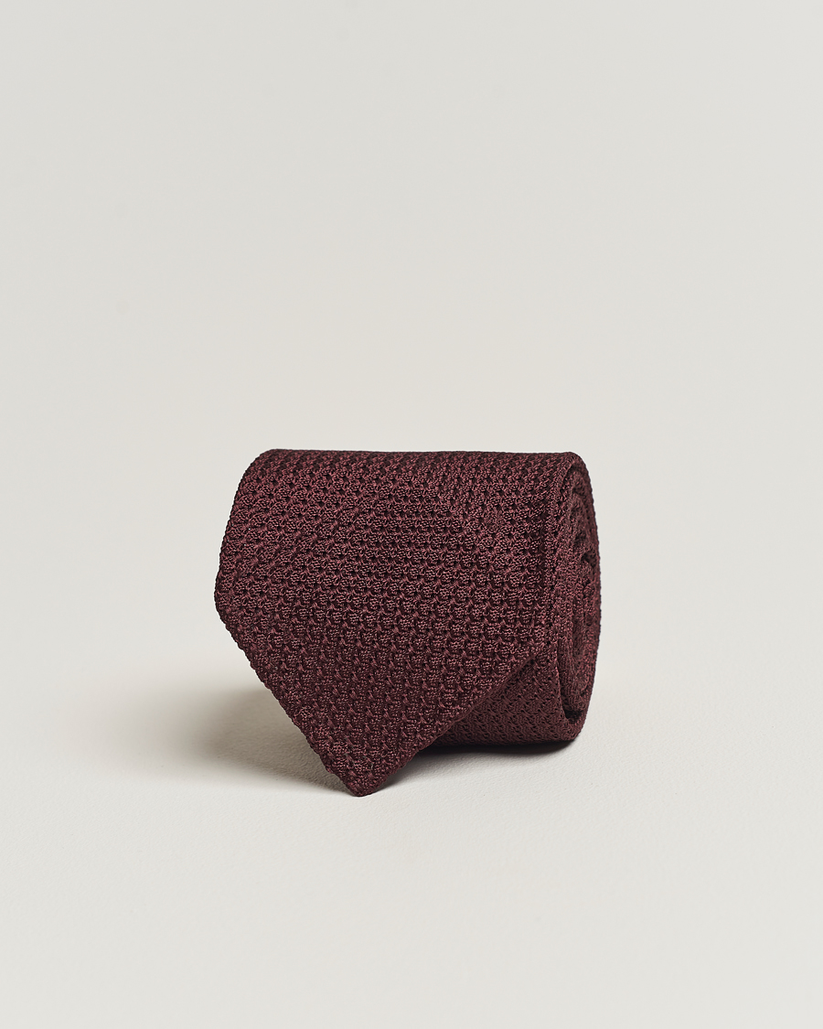 Homme | Drake's Silk Grenadine Handrolled 8 cm Tie Wine Red | Drake's | Silk Grenadine Handrolled 8 cm Tie Wine Red