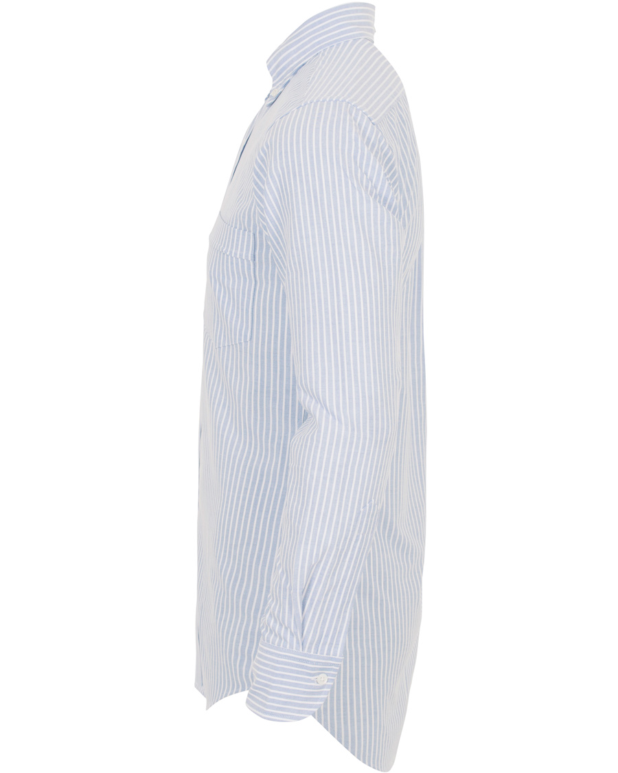 Homme | Chemises | Drake's | Slim Fit Stripe Button Down Shirt White/Blue