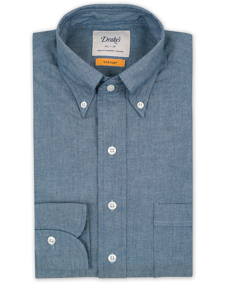 Homme | Chemises | Drake's | Slim Fit Chambray Button Down Shirt Light