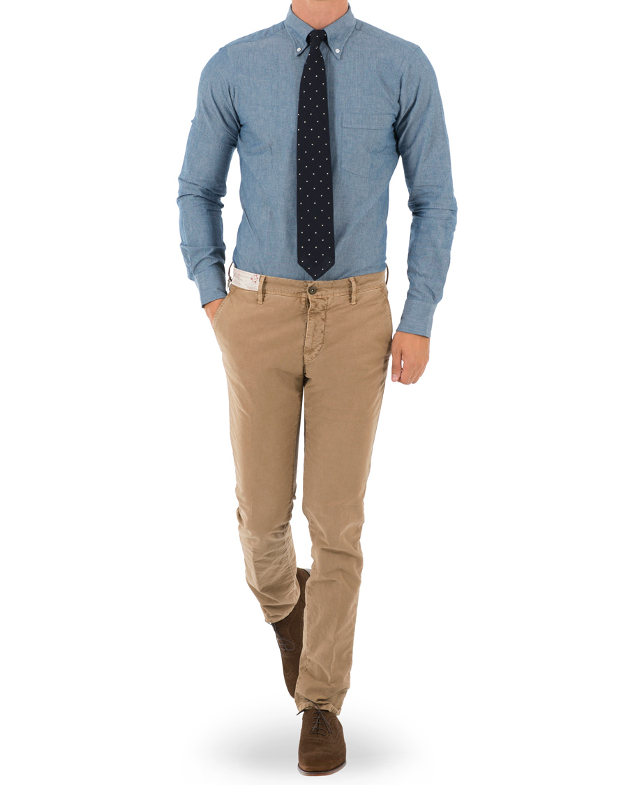 Homme | Chemises | Drake's | Slim Fit Chambray Button Down Shirt Light