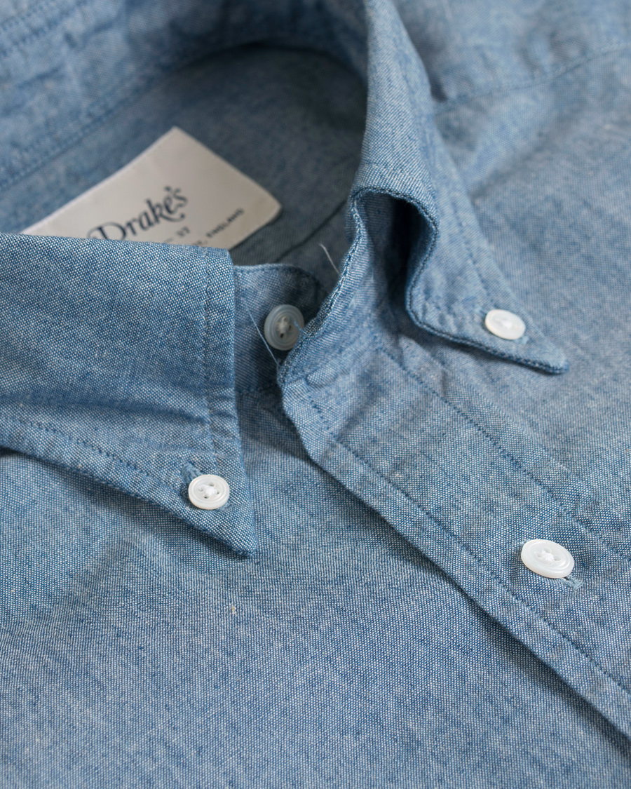Homme | Chemises | Drake's | Slim Fit Chambray Button Down Shirt Light
