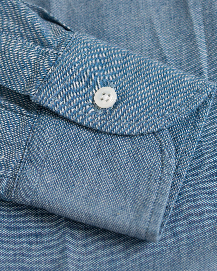 Homme | Chemises | Drake's | Slim Fit Chambray Button Down Shirt Light