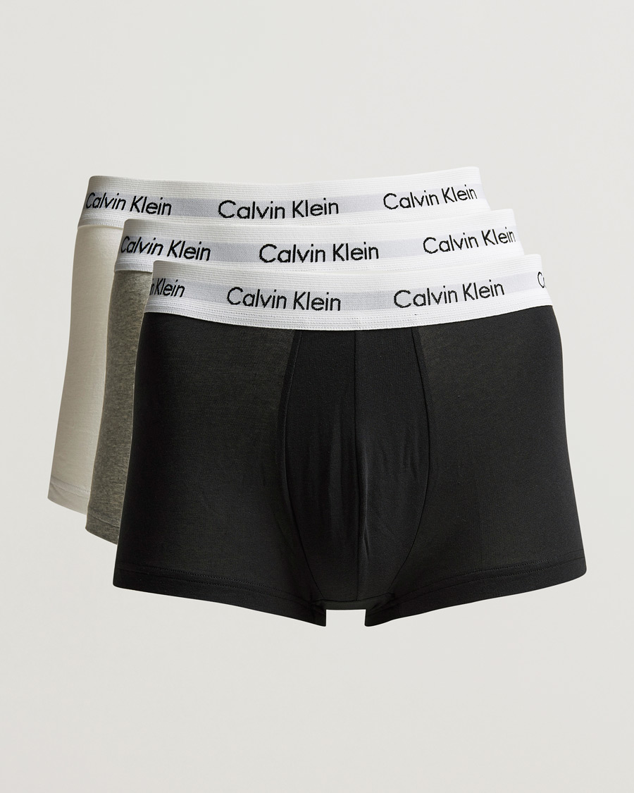 Homme | Sous-Vêtements Et Chaussettes | Calvin Klein | Cotton Stretch Low Rise Trunk 3-Pack Black/White/Grey