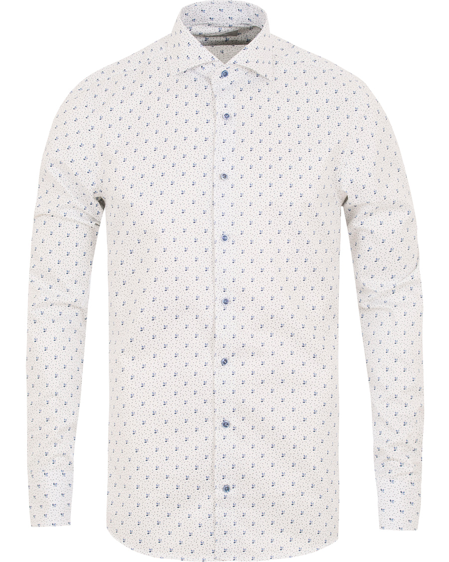 Homme | Chemises | Stenströms | Slimline Printed Leaf Shirt White