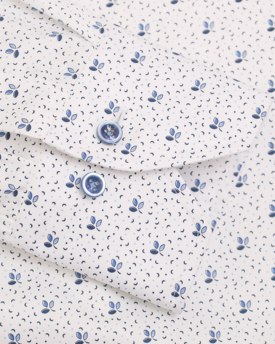 Homme | Chemises | Stenströms | Slimline Printed Leaf Shirt White