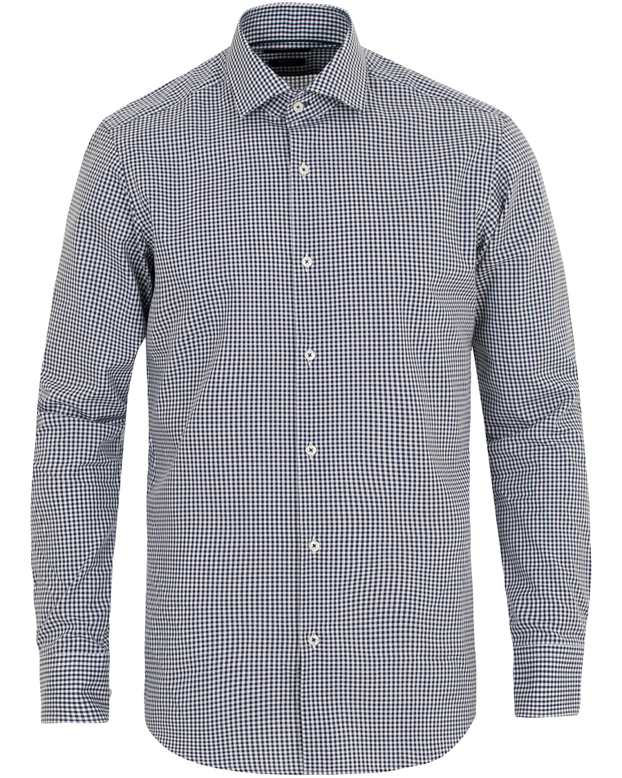Heren | Overhemden | BOSS BLACK | BOSS Glent Slim Fit Check Contrast Shirt Blue