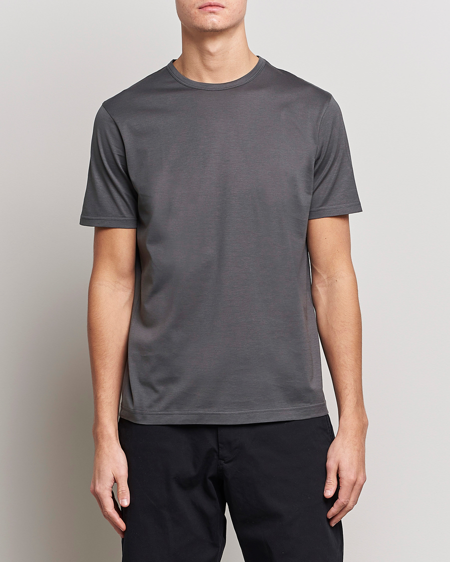 Heren | T-shirts | Sunspel | Crew Neck Q82 Cotton T-Shirt Charcoal