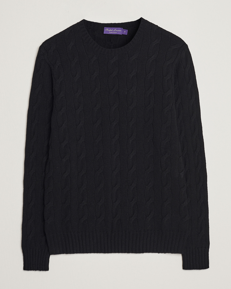 Homme | Pulls Et Tricots | Ralph Lauren Purple Label | Cashmere Cable Crew Neck Sweater Black