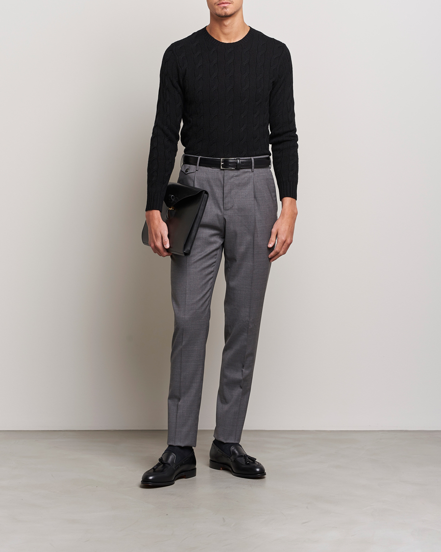 Homme | Pulls Et Tricots | Ralph Lauren Purple Label | Cashmere Cable Crew Neck Sweater Black