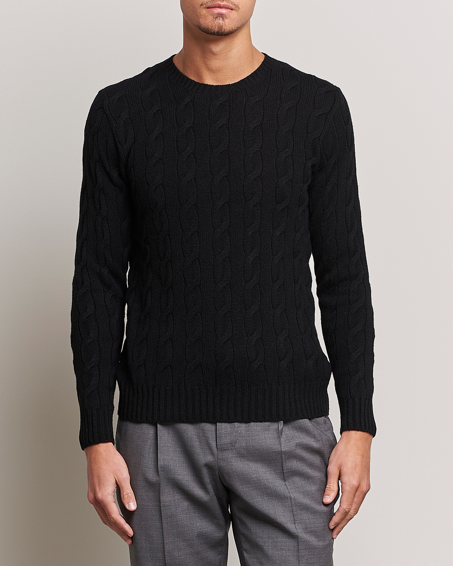 Homme | Pulls Et Tricots | Ralph Lauren Purple Label | Cashmere Cable Crew Neck Sweater Black
