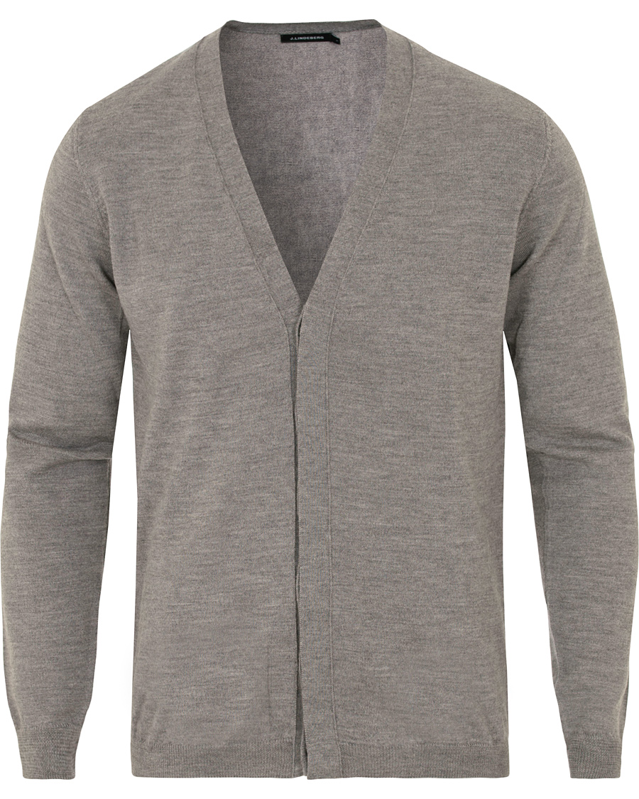Homme | Pulls Et Tricots | J.Lindeberg | Lyon True Merino Cardigan Grey Melange