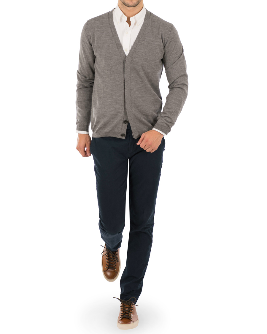 Homme | Pulls Et Tricots | J.Lindeberg | Lyon True Merino Cardigan Grey Melange