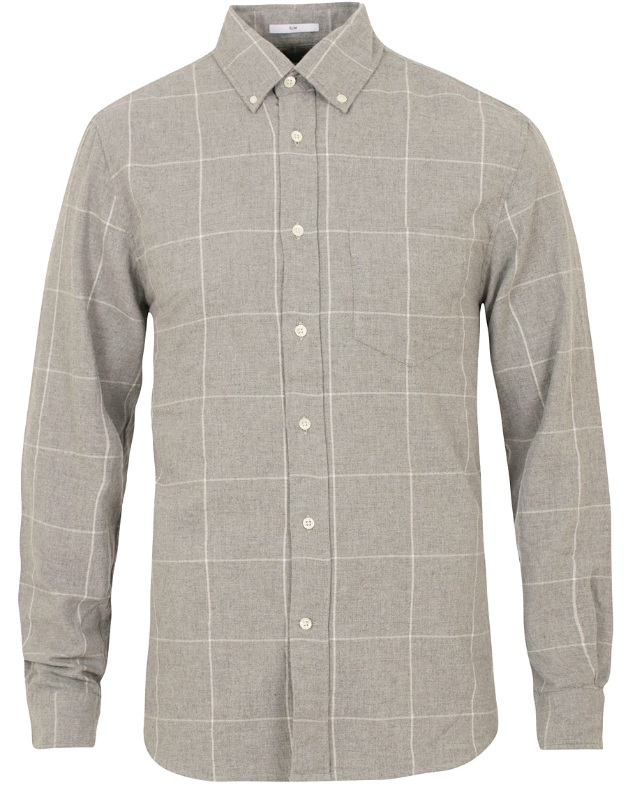Homme | Chemises | GANT Rugger | Windblown Flannel Check Slim Fit Shirt Grey Melange
