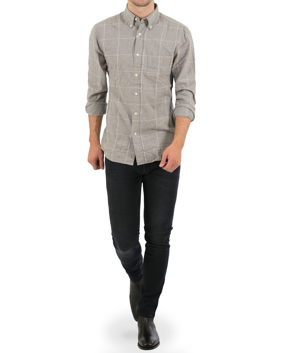 Homme | Chemises | GANT Rugger | Windblown Flannel Check Slim Fit Shirt Grey Melange