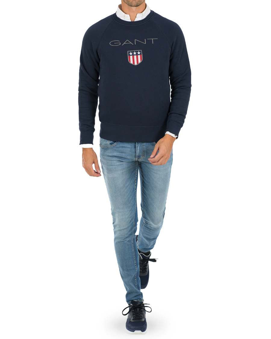 Homme | Pulls Et Tricots | GANT | Shield Crew Neck Sweatshirt Evening Blue
