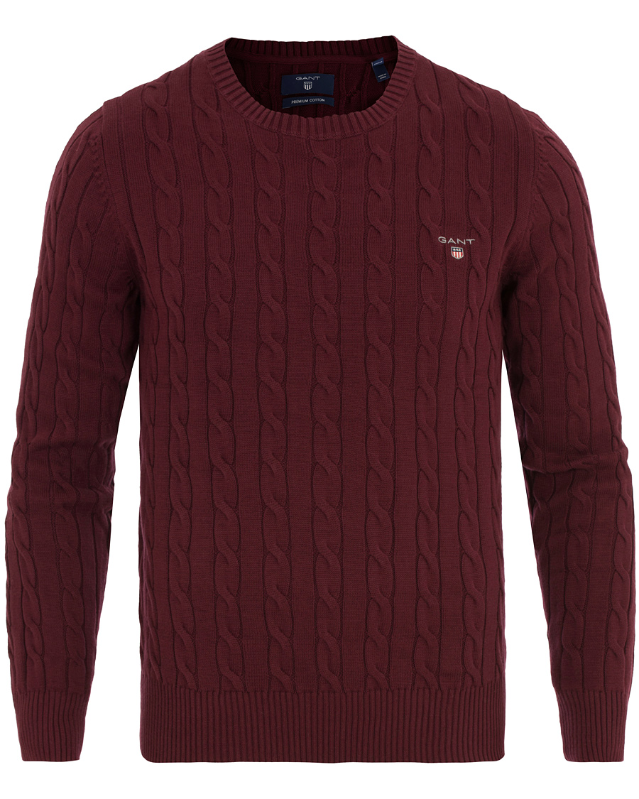 Homme | Pulls Et Tricots | GANT | Cotton Cable Crew Pullover Purple Wine