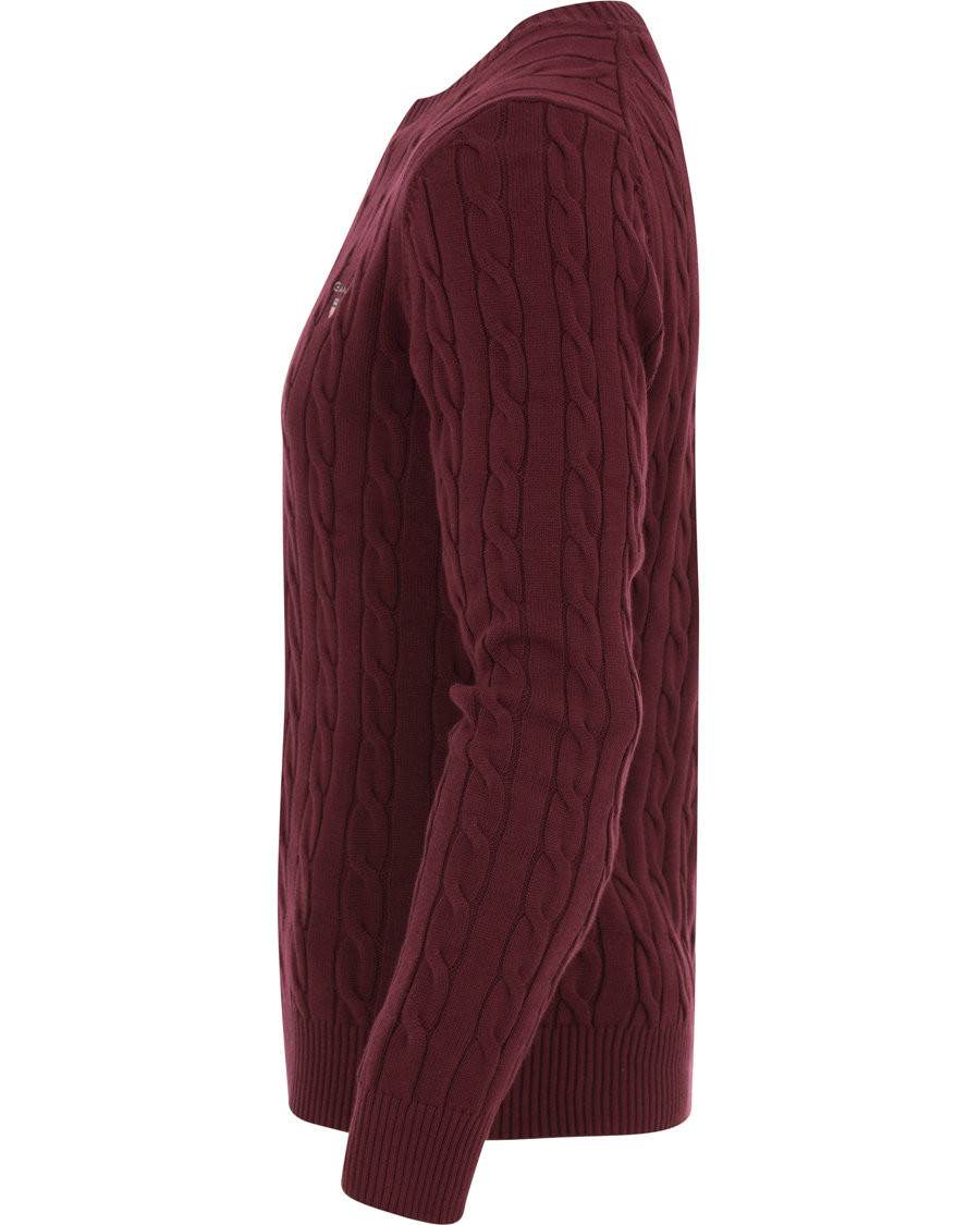Homme | Pulls Et Tricots | GANT | Cotton Cable Crew Pullover Purple Wine