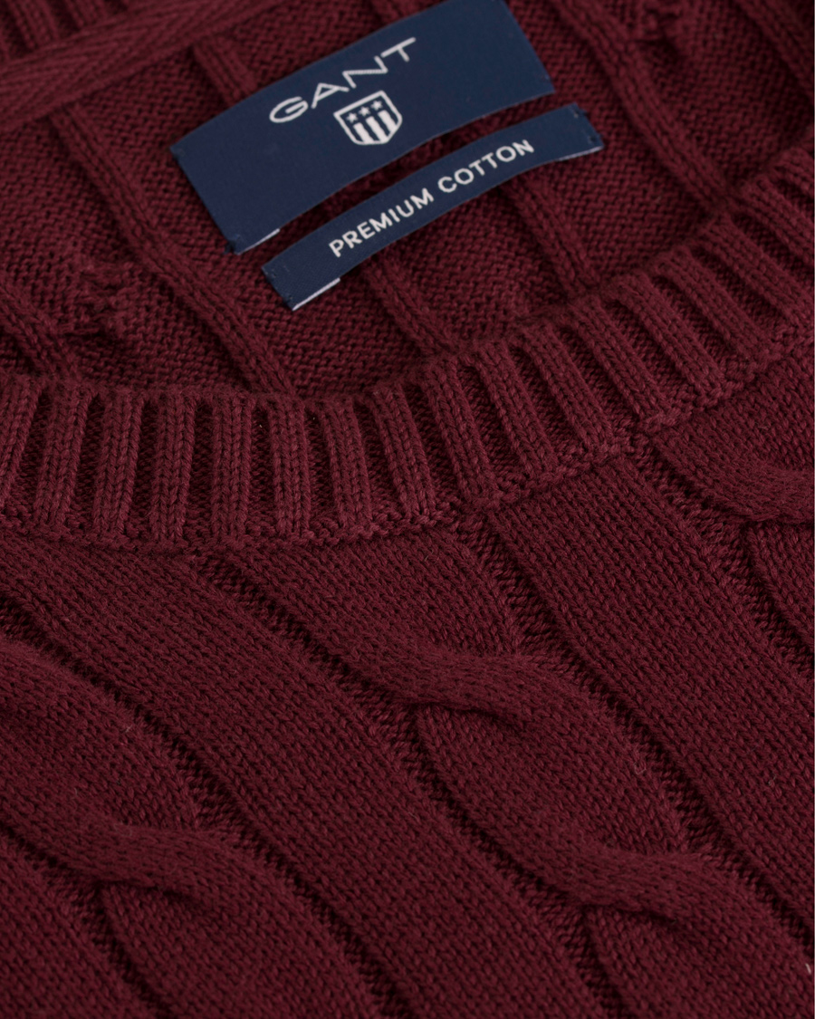 Homme | Pulls Et Tricots | GANT | Cotton Cable Crew Pullover Purple Wine