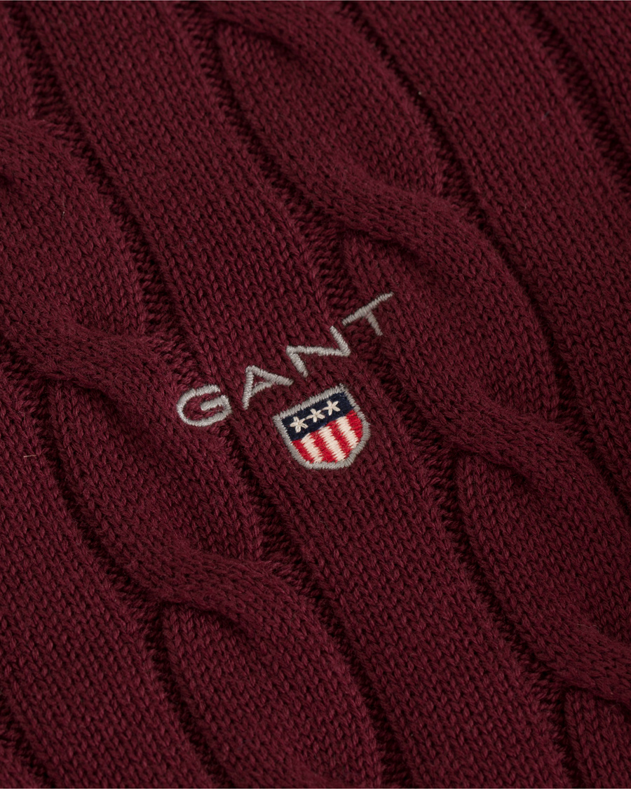 Homme | Pulls Et Tricots | GANT | Cotton Cable Crew Pullover Purple Wine