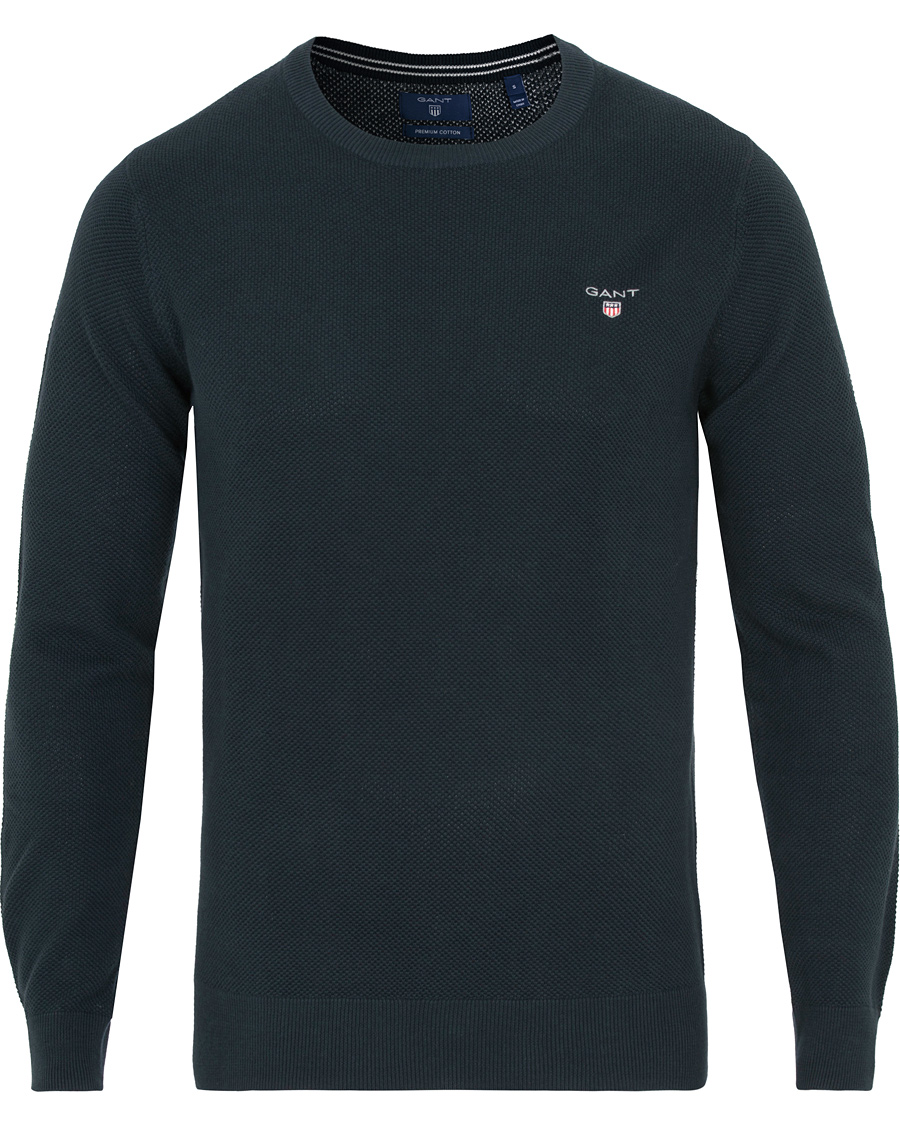 Heren | Truien | GANT | Cotton Pique Crew Neck Evening Blue