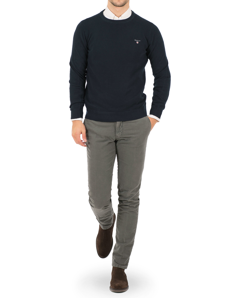 Heren | Truien | GANT | Cotton Pique Crew Neck Evening Blue