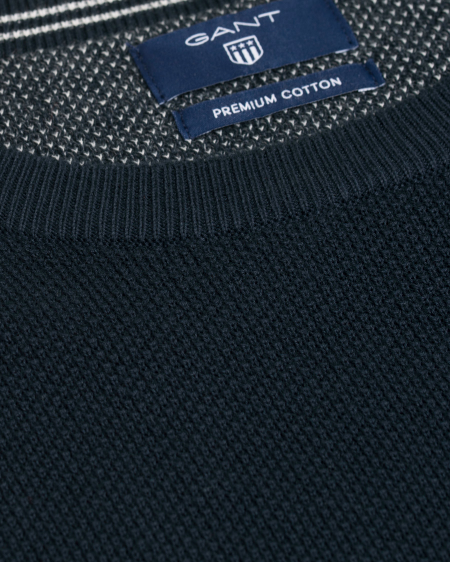 Heren | Truien | GANT | Cotton Pique Crew Neck Evening Blue
